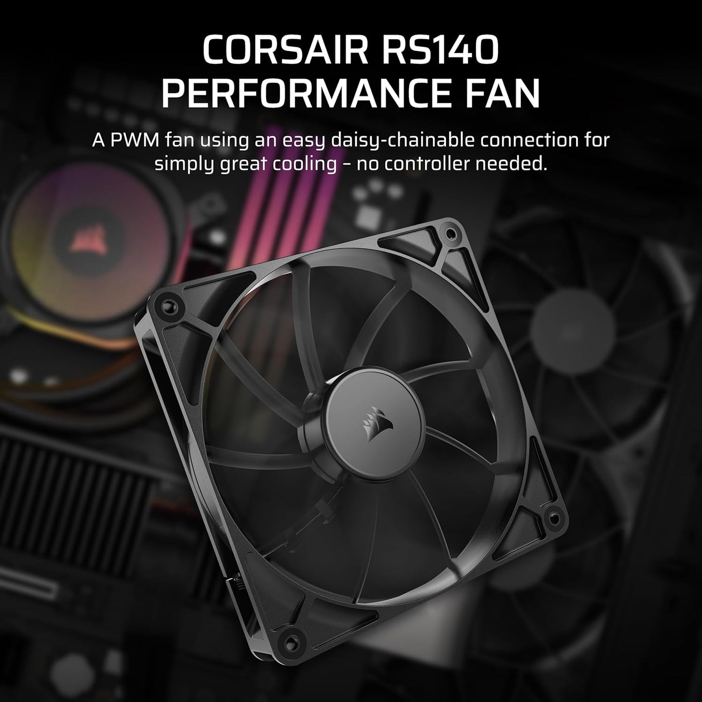 CORSAIR RS120 ARGB 120mm PWM Fan – Daisy-Chain Connection – Low-Noise – Magnetic Dome Bearing – Single Pack – White