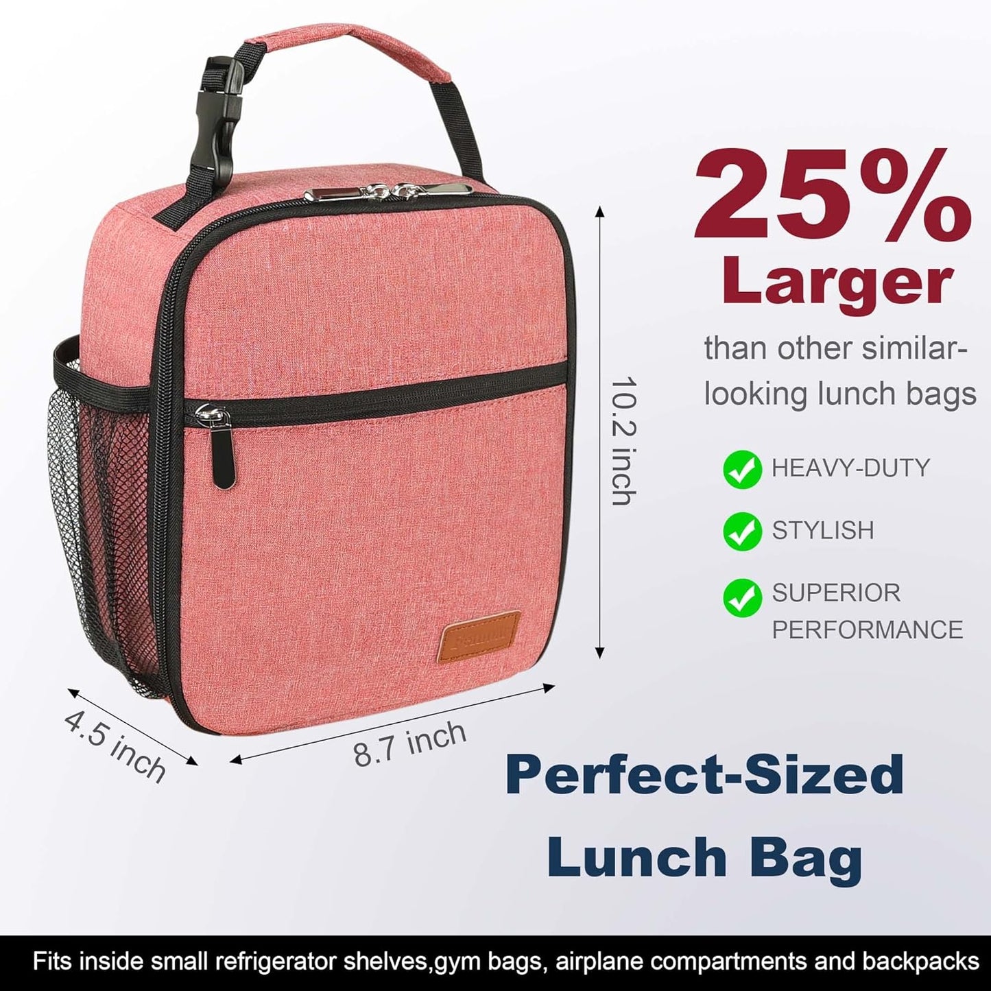 Lunch Box for Men Women Adults Small Lunch Bag for Office Work Picnic - Reusable Portable Lunchbox, Black