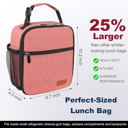 Lunch Box for Men Women Adults Small Lunch Bag for Office Work Picnic - Reusable Portable Lunchbox, Black