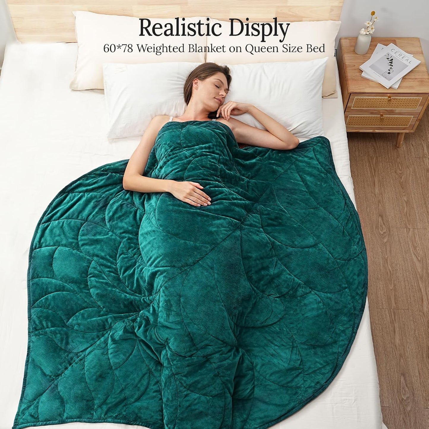 Weighted Blanket for Adults, 20 lbs, 60" x 78" washable Blankets, Green