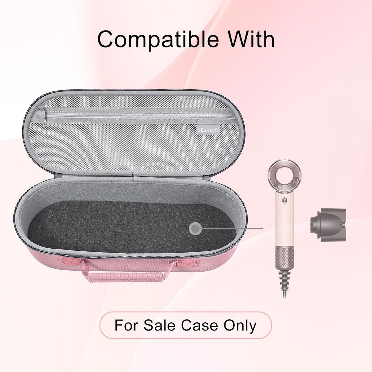RLSOCO Case for Dyson Supersonic Travel Hair Dryer and Attachments - Pink