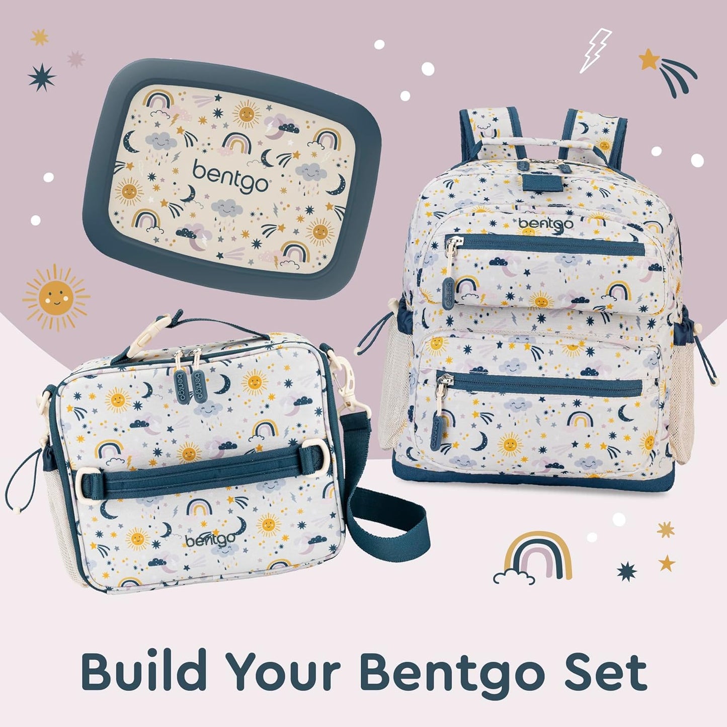 Bentgo® Kids Lunch Bag - Durable, Double Insulated, Water-Resistant Fabric, Interior & Exterior Zippered Pockets, Water Bottle Holder - Ideal for Children 3+ (Shark)