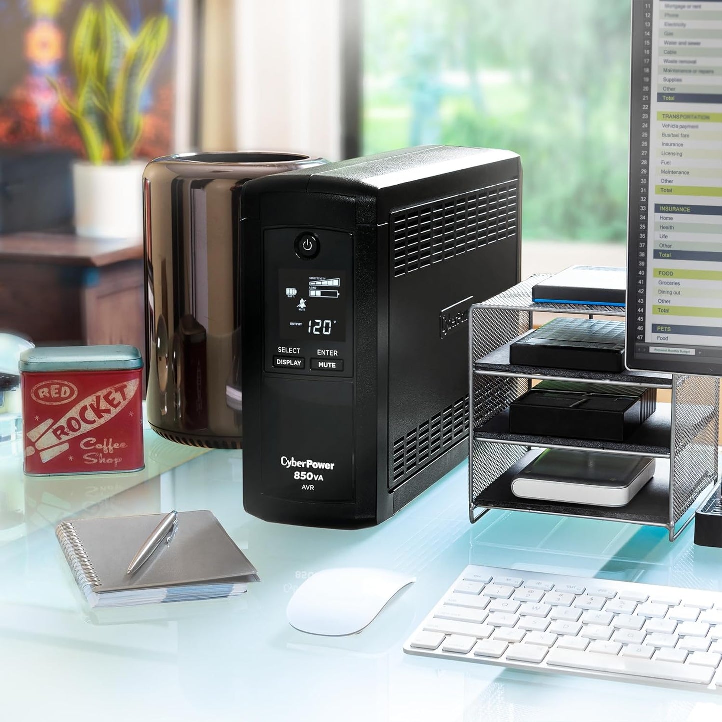 CyberPower CP1500AVRLCD3 Intelligent LCD UPS System, 1500VA/900W, 12 Outlets, 2 USB Ports, AVR, Mini Tower, Black