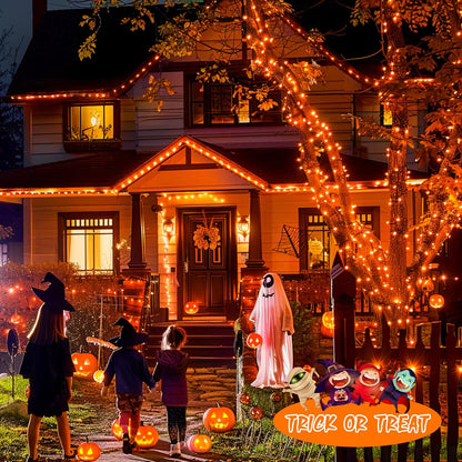 JMEXSUSS 2 Pack 75.5ft Orange Solar Christmas Lights, Total 400 LED Solar String Lights Outdoor Waterproof, 8 Modes Orange Halloween Lights for Tree Patio Garden Thanksgiving Halloween Decorations