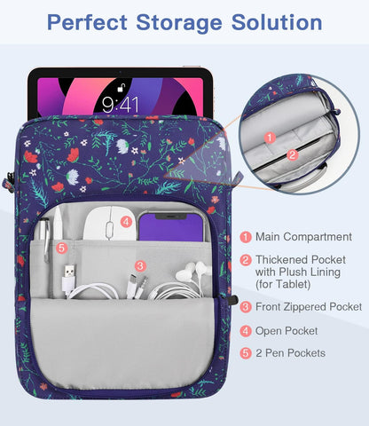 MoKo 13.3-14 Inch Laptop Sleeve Bag Fits MacBook Pro M3/M2 14" 2023, MacBook Pro 13" M2, New MacBook Air 13.6" M3/M2 2024/2022,Tab S8 Ultra 14.6",Handle Carrying Case with Shoulder Strap, Black & Gray - PuriLite