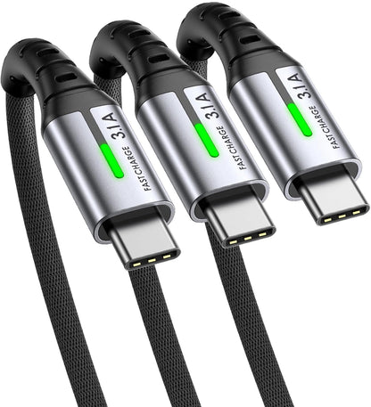 USB C Cable, INIU 3.1A Type C Cable Fast Charging (6.6ft), Zinc Alloy Braided Data USB-C Cable, USB A to USB C Charger Cable for iPhone 16 15 14 Pro Max iPad Samsung S22 S21 Huawei Xiaomi OnePlus