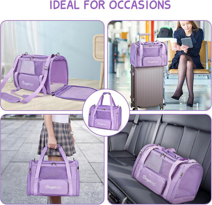 BurgeonNest Cat Carriers for Medium Cats Under 25 lbs, Pet Carrier for Cats with Unique Side Bag,Top Load Small Pet Carrier Soft-Sided Escape Proof with 4 Ventilated Windows