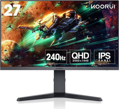 KOORUI Monitor 27 inch QHD 2K Fast IPS Gaming Monitor, 200Hz 1ms, HDR400,95% DCI-P3,Adaptive Sync,Tilt Pivot Swivel Vertical Height Adjustable,HDMI 2.0 &DP 1.4 Ports, G2722P, Black