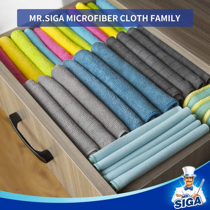 Microfiber Cleaning Cloth Pack of 12, 12.6 x 12.6 Inch Lint-Free and Scratch-Free Cleaning Towels for Kitchen, Home, Glass, and Car Care - PuriLite