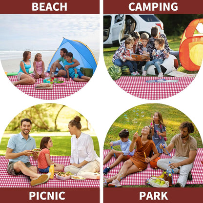 Extra Large Outdoor Picnic Blanket, 79"x79" Waterproof Picnic Mat, Sandproof Beach Blanket Portable Camping Blanket Lightweight for Park Beach Camping Courtyard (Dark Blue)