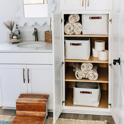 OrganiHaus Large Fabric Storage Baskets for Shelves 3 Pack, 15x11in Closet Storage Bins for Shelves, Cloth Baskets, Fabric Storage Cubes, Linen Closet Organizers, Fabric Basket, White Basket