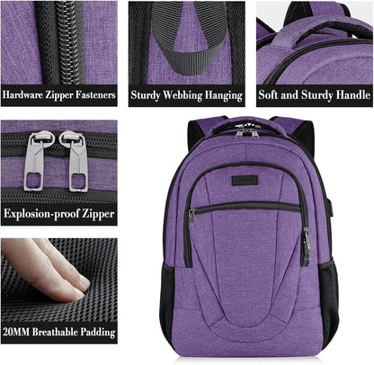 Backpack for Men and Women, School Backpacks for Teen Boys and Girls, Black Water Resistant Back Pack, Business Men Sturdy Computer Bag with USB Charging Port, Gifts