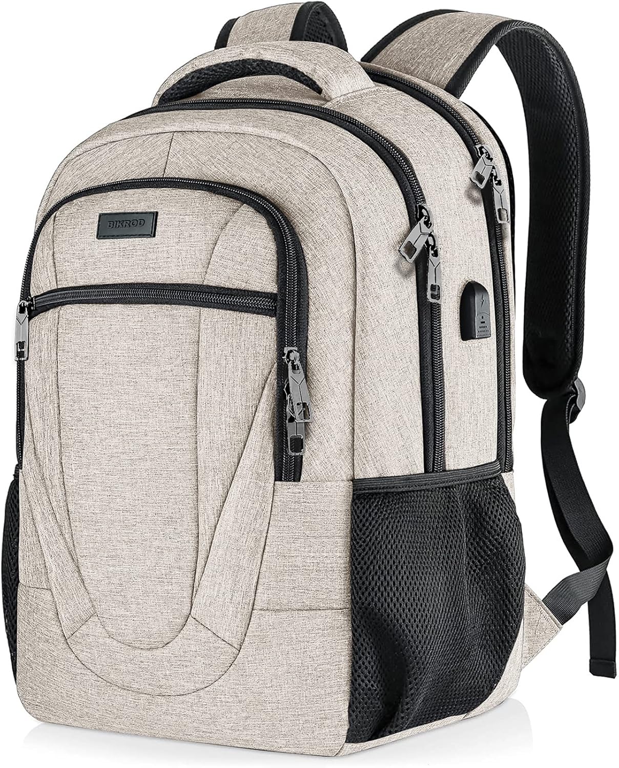 Backpack for Men and Women, School Backpacks for Teen Boys and Girls, Black Water Resistant Back Pack, Business Men Sturdy Computer Bag with USB Charging Port, Gifts