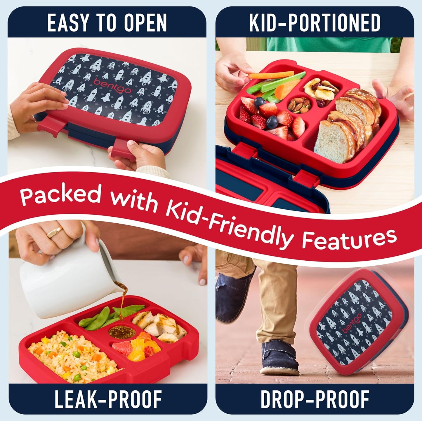 Bentgo Kids Prints (Unicorn) - Leak-Proof, 5-Compartment Bento-Style Kids Lunch Box - Ideal Portion Sizes for Ages 3 to 7 - BPA-Free and Food-Safe Materials