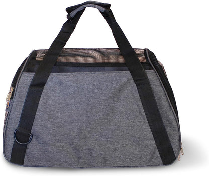 LuggageKing Soft-Sided Pet Carrier Travel Bag - Dog Carrier for Very Small Dogs, Medium-Sized Cat Carrier - Shoulder Strap, Buckle Zippers (M) (Dark Grey)