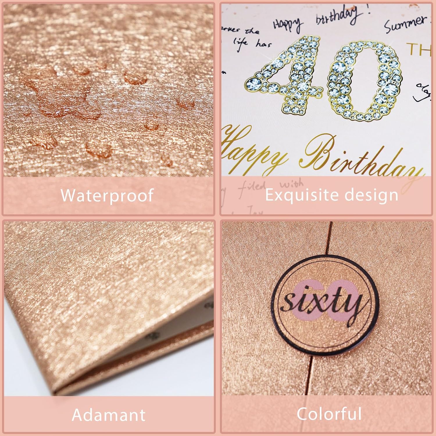 Crenics Rose Gold 70th Birthday Decorations, Creative 70th Birthday Guest Sign in Book Alternative, Large 70th Birthday Signature Book 12" x 18", Great 70 Years Old Birthday Gifts for Women - PuriLite