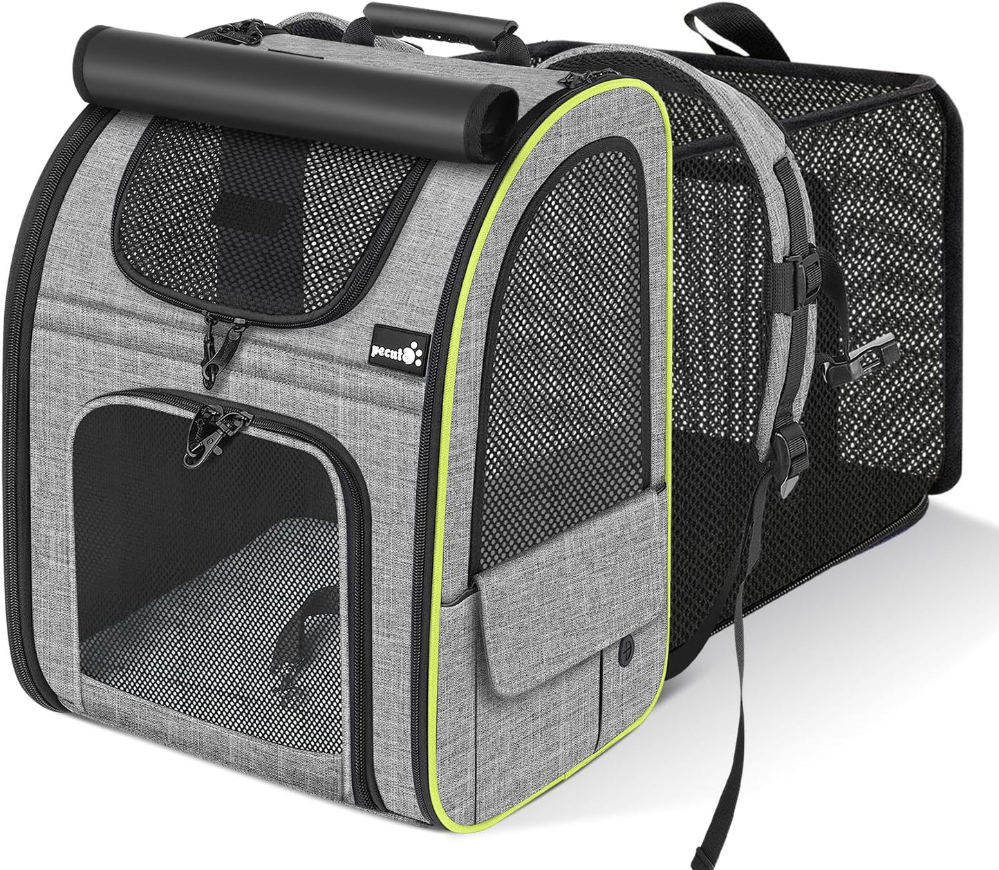 Pecute Pet Carrier Backpack, Dog Carrier Backpack Expandable with Breathable Mesh for Pets ＜6kg, Pet Backpack Carrier for Hiking Travel Camping Outdoor