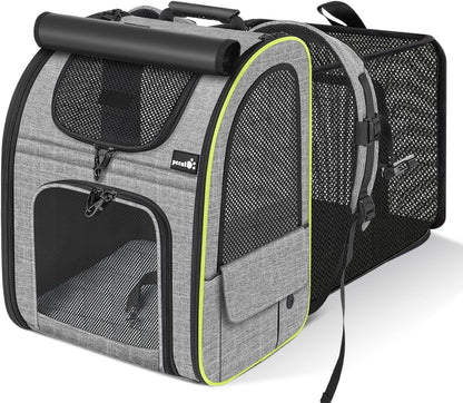 Pecute Pet Carrier Backpack, Dog Carrier Backpack Expandable with Breathable Mesh for Pets ＜6kg, Pet Backpack Carrier for Hiking Travel Camping Outdoor
