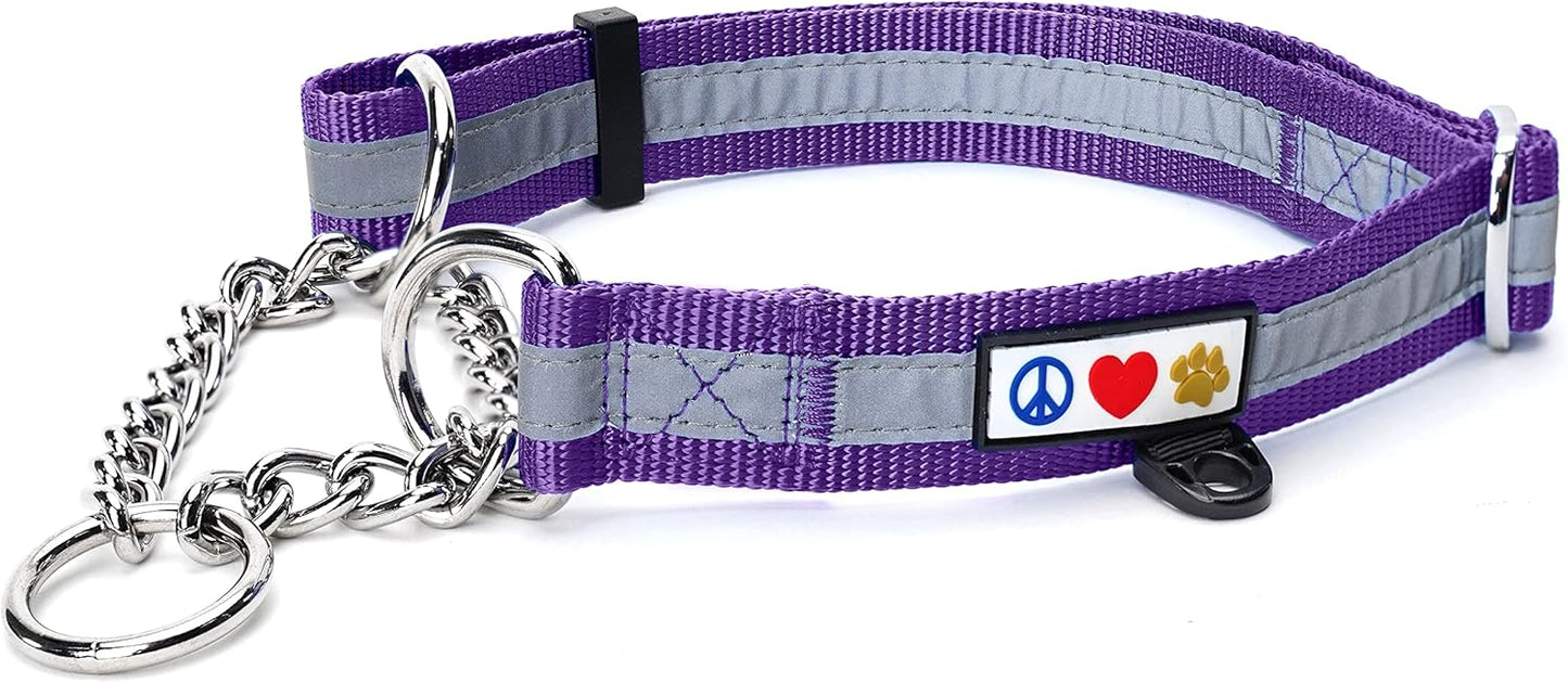 Pawtitas Chain Martingale Dog Collar Puppy Collar Reflective Dog Collar Training Dog Collar Behavioral Dog Chain Collar Collar Medium Dog Collar Green Dog Collar