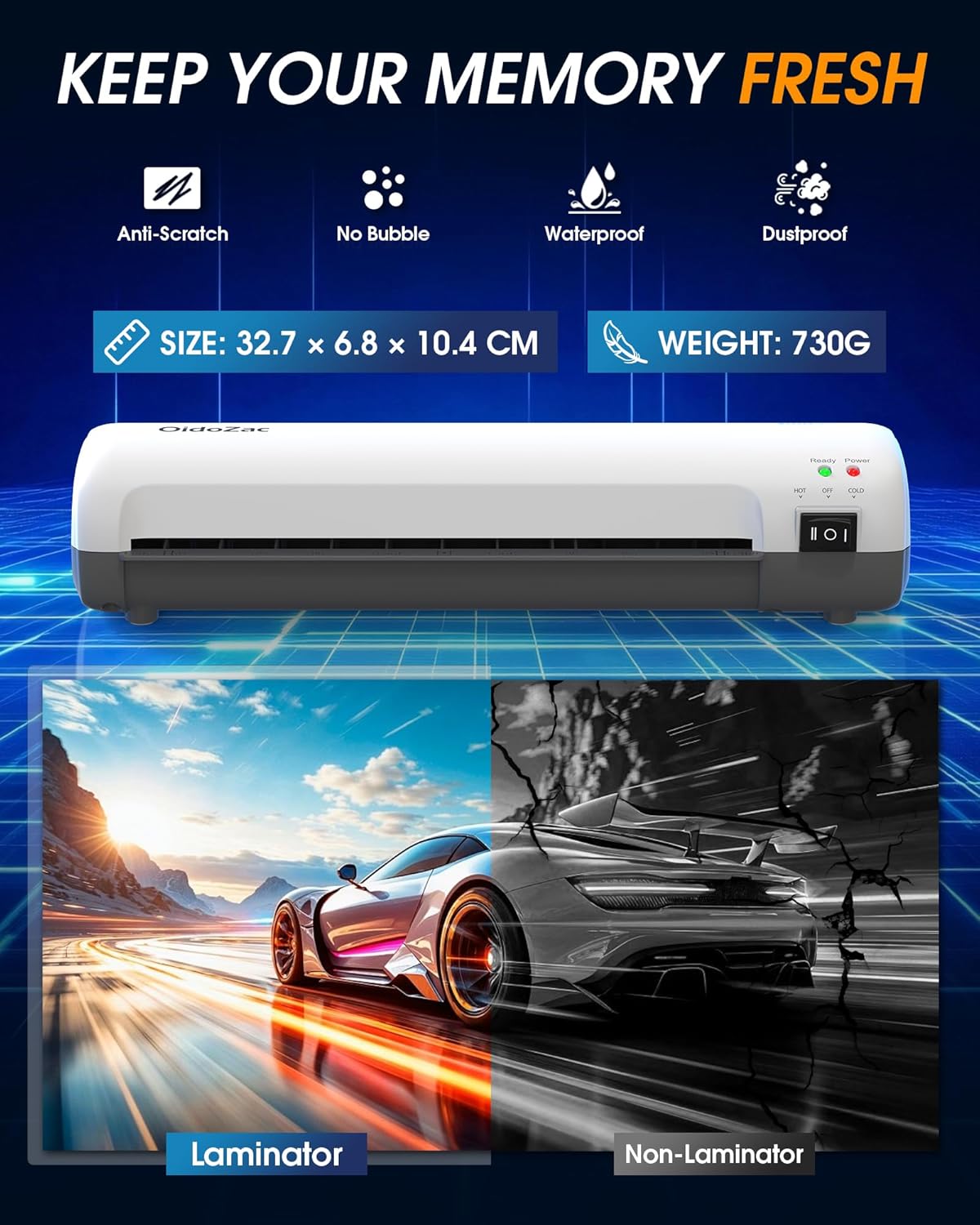 Laminator Machine 9-Inch, 4-in-1 Thermal Laminator with 30 Laminating Pouches (A4/A5/A6), Never Jam ABS Button, Trimmer & Corner Rounder, Hot & Cold Desktop Laminating Machine for Home Office School