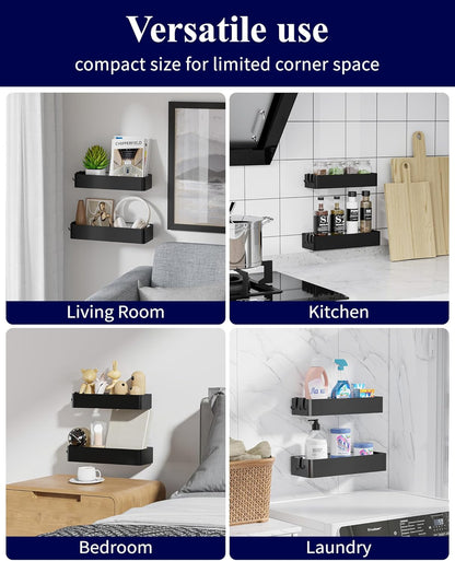 Kitsure Large Shower Caddy - 2 Pack Adhesive Shower Organizer, Drill-Free Shower Shelves for Inside Shower, Rustproof Bathroom Shelf Shower Shelf for Bathroom, Black