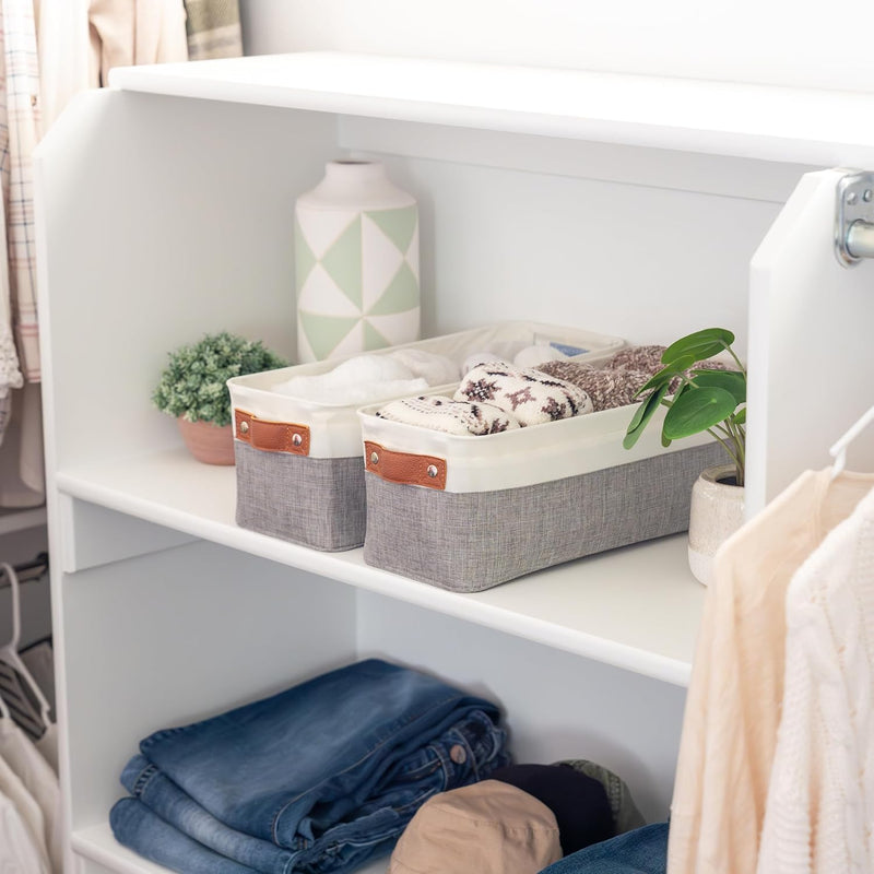 OrganiHaus Large Fabric Storage Baskets for Shelves 3 Pack, 15x11in Closet Storage Bins for Shelves, Cloth Baskets, Fabric Storage Cubes, Linen Closet Organizers, Fabric Basket, White Basket