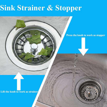 [2 Pack] IUYPKQ Kitchen Sink Strainer - Sink Drain Stopper - Kitchen Sink Plug with Anti-Clogging Basket - Bouchon Evier Cuisine