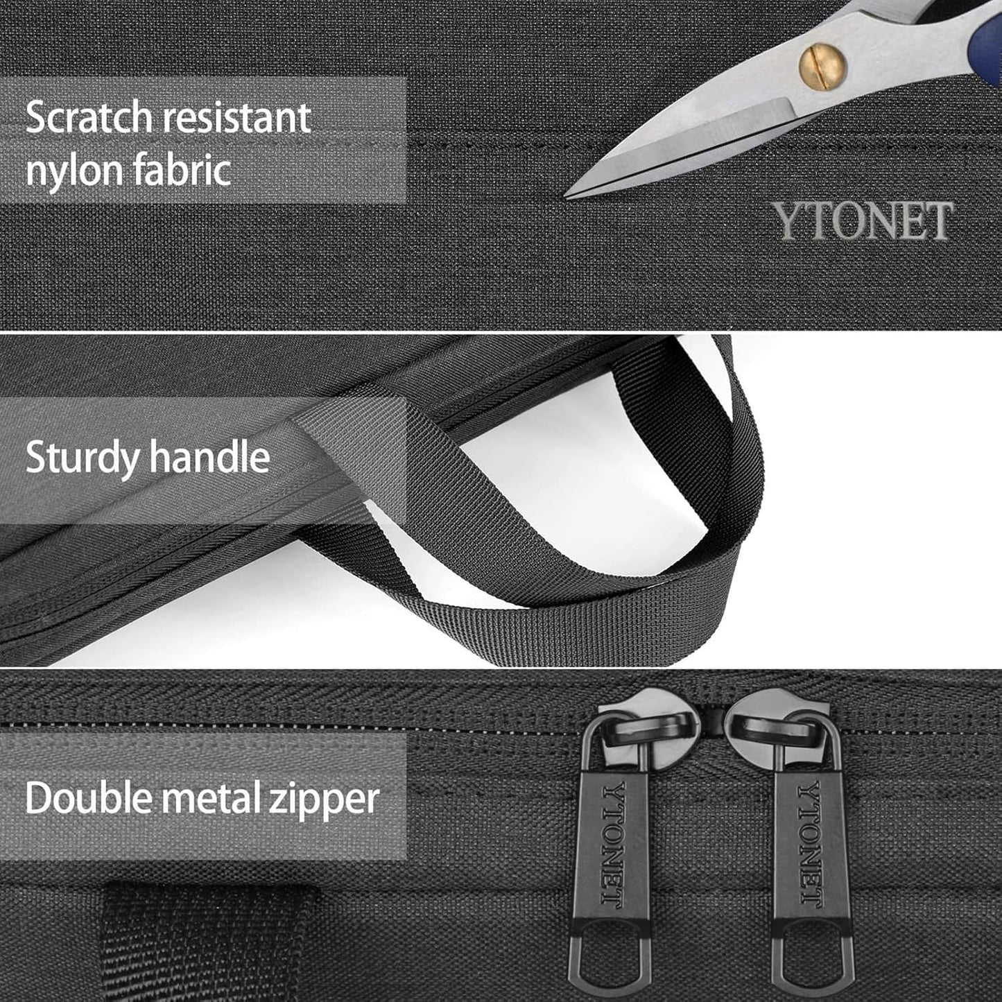 Ytonet Laptop Sleeve, 15.6 inch TSA Laptop Bag Laptop Case Water Resistant Computer Carrying Bag Compatible for Lenovo, HP, Dell, Asus Notebook, Gifts for Men Women, Grey