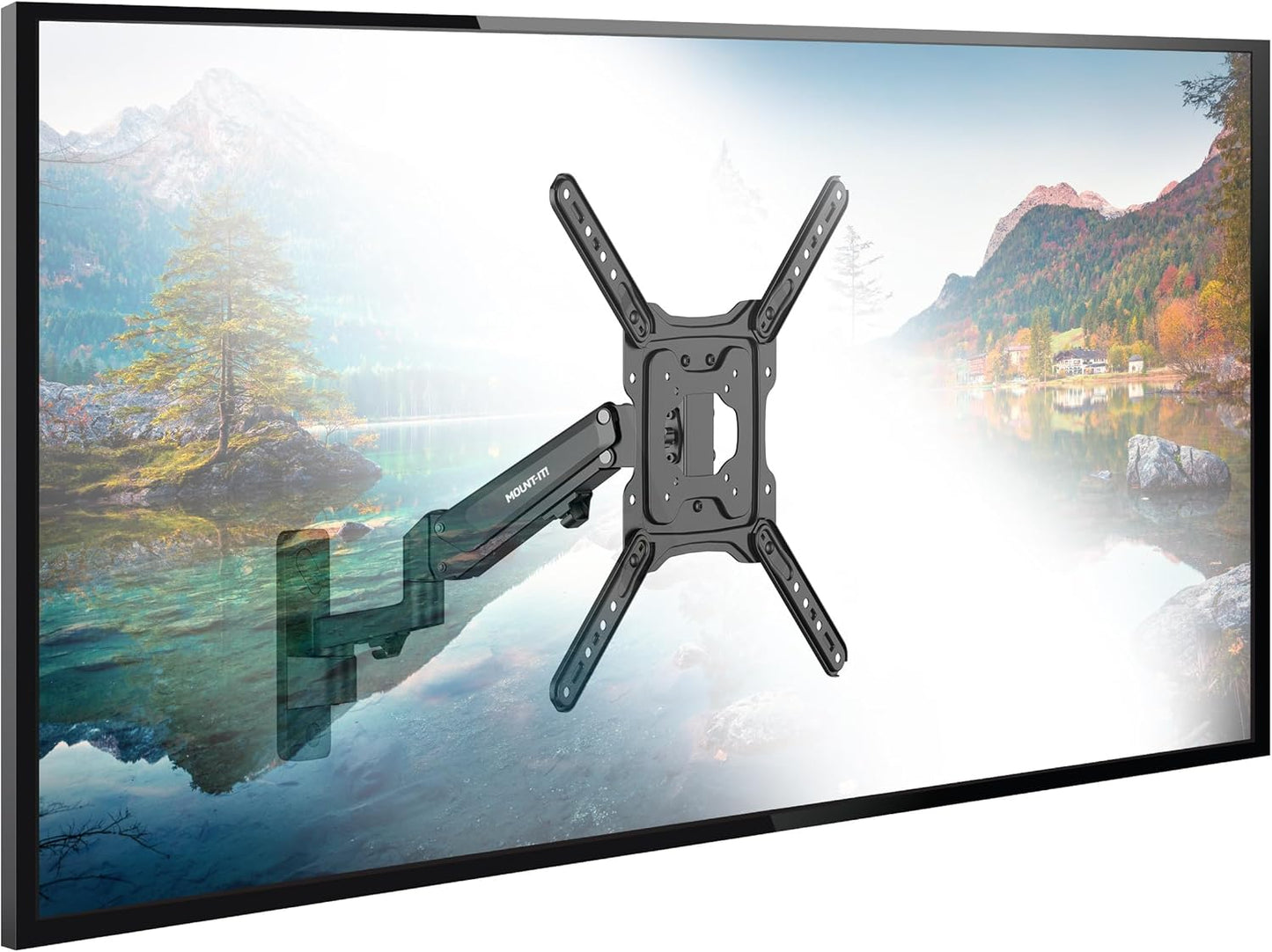Mount-It! Height Adjustable TV Wall Mount - Full Motion, Pull Down and Vertical Adjustment, Fits 23-55 Inch Screens, Max VESA 400x400mm, Swivel and Tilt Capabilities, 50.6 Lbs Capacity