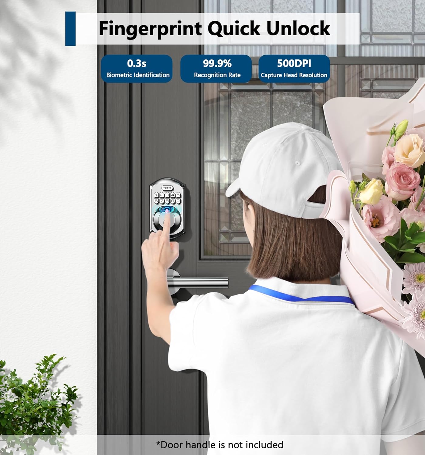 TEEHO TE002 Fingerprint Door Lock, Smart Keyless Entry Electronic Keypad Deadbolt for Front Door - Auto Lock - Easy Installation - Matte Black