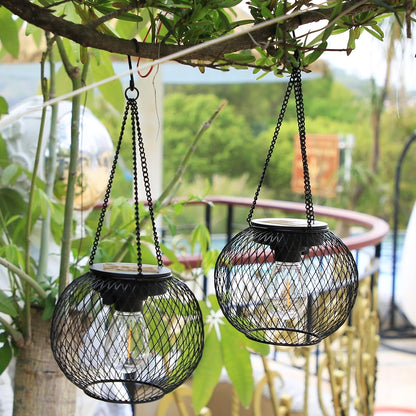Solar Lanterns Outdoor,Hanging Metal Lanterns,4 Pack,Black Solar Lights Outdoor Waterproof Decorative Hanging Lanterns Christmas Halloween Lights for Yard Garden Patio Pathway Tree