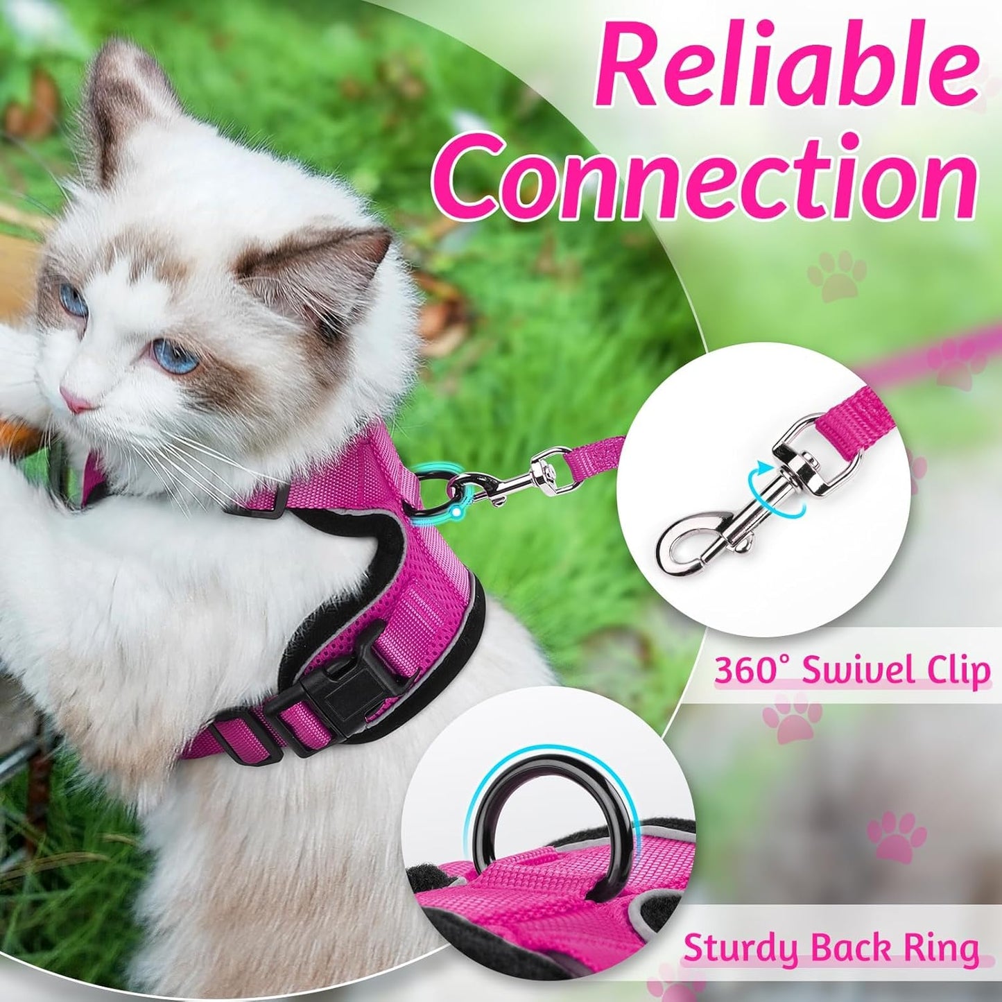 rabbitgoo Cat Harness and Leash for Walking, Escape Proof Soft Adjustable Vest Harnesses for Small Medium Cats, Easy Control Breathable Reflective Strips Jacket, XS, Black