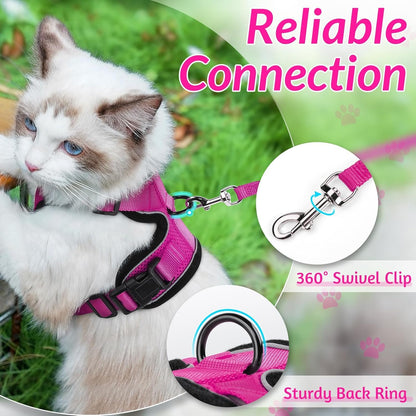 rabbitgoo Cat Harness and Leash for Walking, Escape Proof Soft Adjustable Vest Harnesses for Small Medium Cats, Easy Control Breathable Reflective Strips Jacket, XS, Black