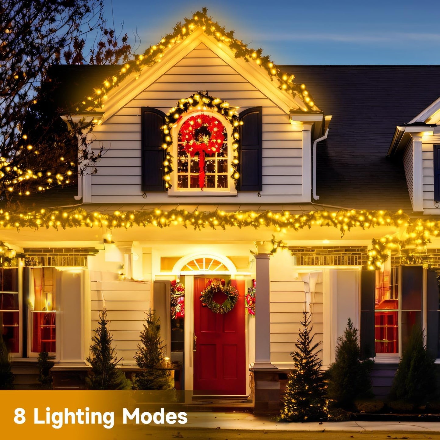 66Ft Solar String Lights Outdoor, 200LED Solar Christmas Fairy Lights, Waterproof 8 Modes Solar Tree Lights for Outdoor Patio, Garden, Party, Wedding, Balcony, Xmas Decor