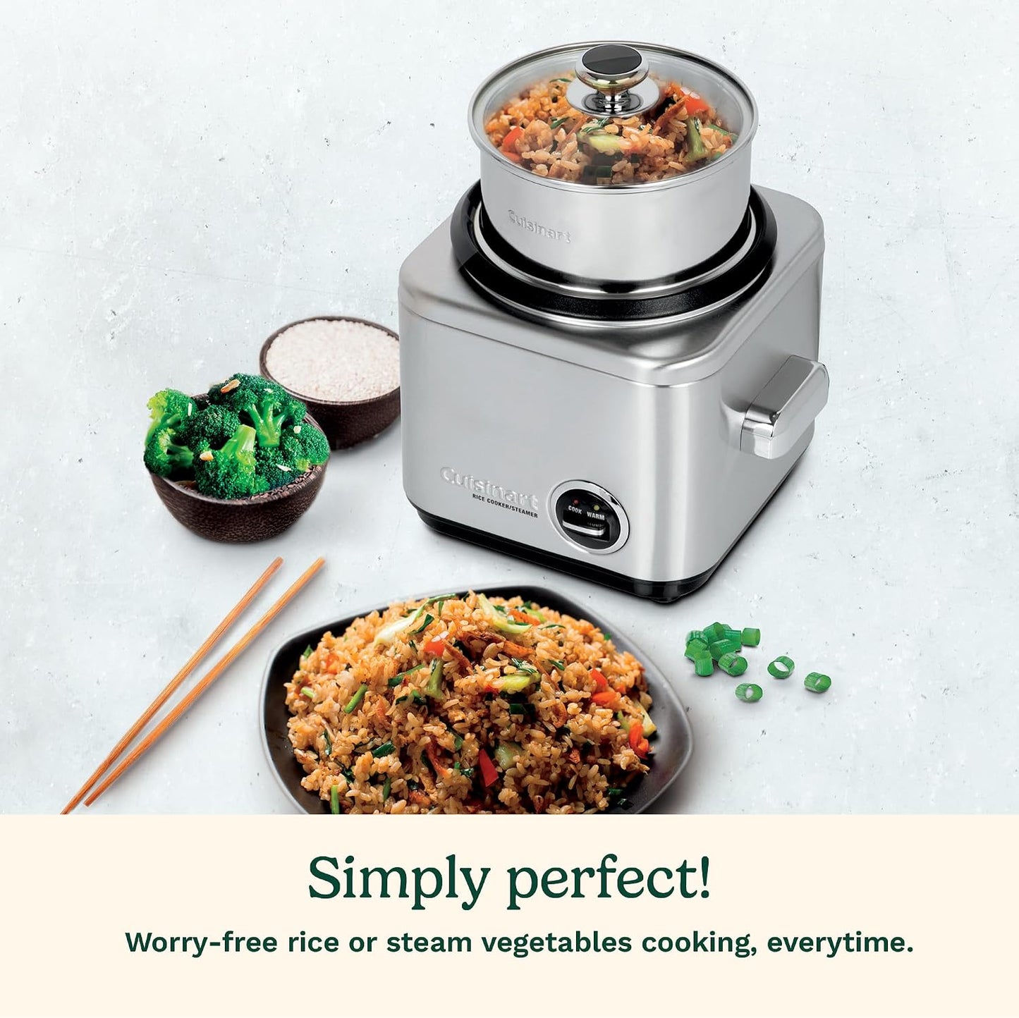 Cuisinart Rice Cooker, 4-Cup, Cook & Warm, Dishwasher-safe Removable Parts (CRC-400C)