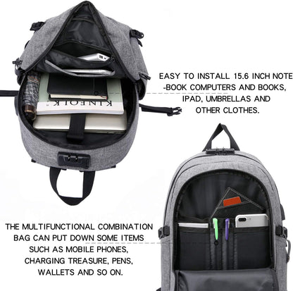 Laptop Backpack,Anti Theft Business Travel Backpack for Men Women Work Bag Slim Laptop Bag with USB Charging Port Lock,Durable Water Resistant Computer Bag Fits 15.6 Inch Laptop Notebook,Black