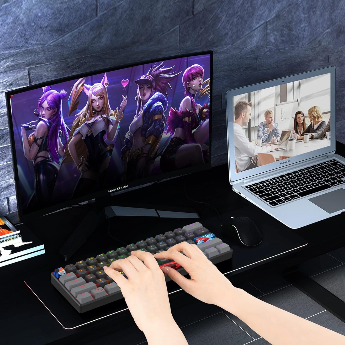 Owpkeenthy Full Size Green Mechanical Gaming Keyboard with Number Pad, Wired 100% Office NKRO Keyboard RGB Backlit 104 Keys with Red Switch for PC Gamer (104 Matcha)