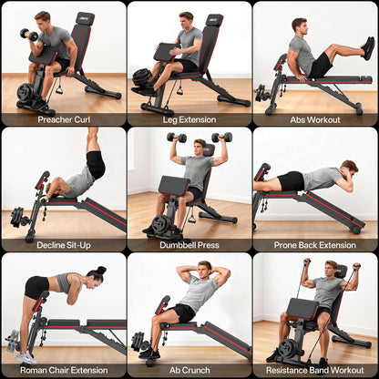 JOROTO Adjustable Weight Bench, Foldable Workout Bench 1000LBS Home Gym