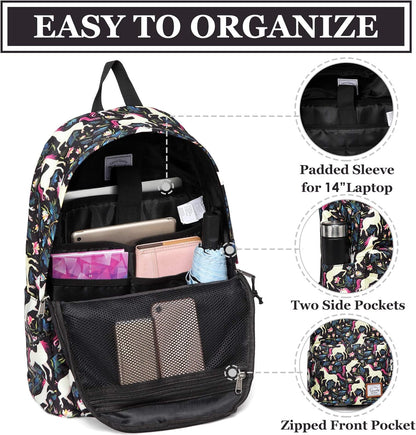 VASCHY Lightweight School Backpack for Women with Sleeve for 14" Laptop