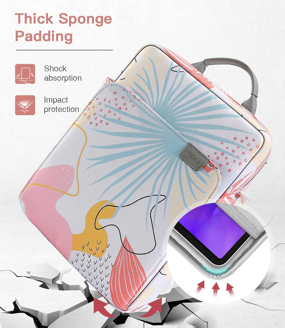 MoKo 13.3-14 Inch Laptop Sleeve Bag Fits MacBook Pro M3/M2 14" 2023, MacBook Pro 13" M2, New MacBook Air 13.6" M3/M2 2024/2022,Tab S8 Ultra 14.6",Handle Carrying Case with Shoulder Strap, Black & Gray - PuriLite