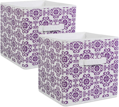 DII Foldable Fabric Storage Containers for Nurseries, Offices, Closets, Home Decor, Cube Organizers & Everyday Storage Needs, (Large - 11 x 11 x 11) Scroll Nautical Blue - Set of 2