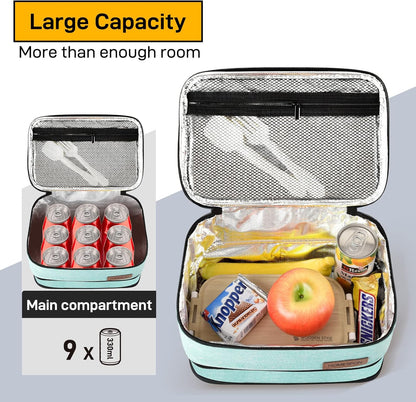 HOMESPON Expandable Lunch Bag for Men Women Insulated Lunch Box Holder with Handle for Picnics Work Travel (Blue)