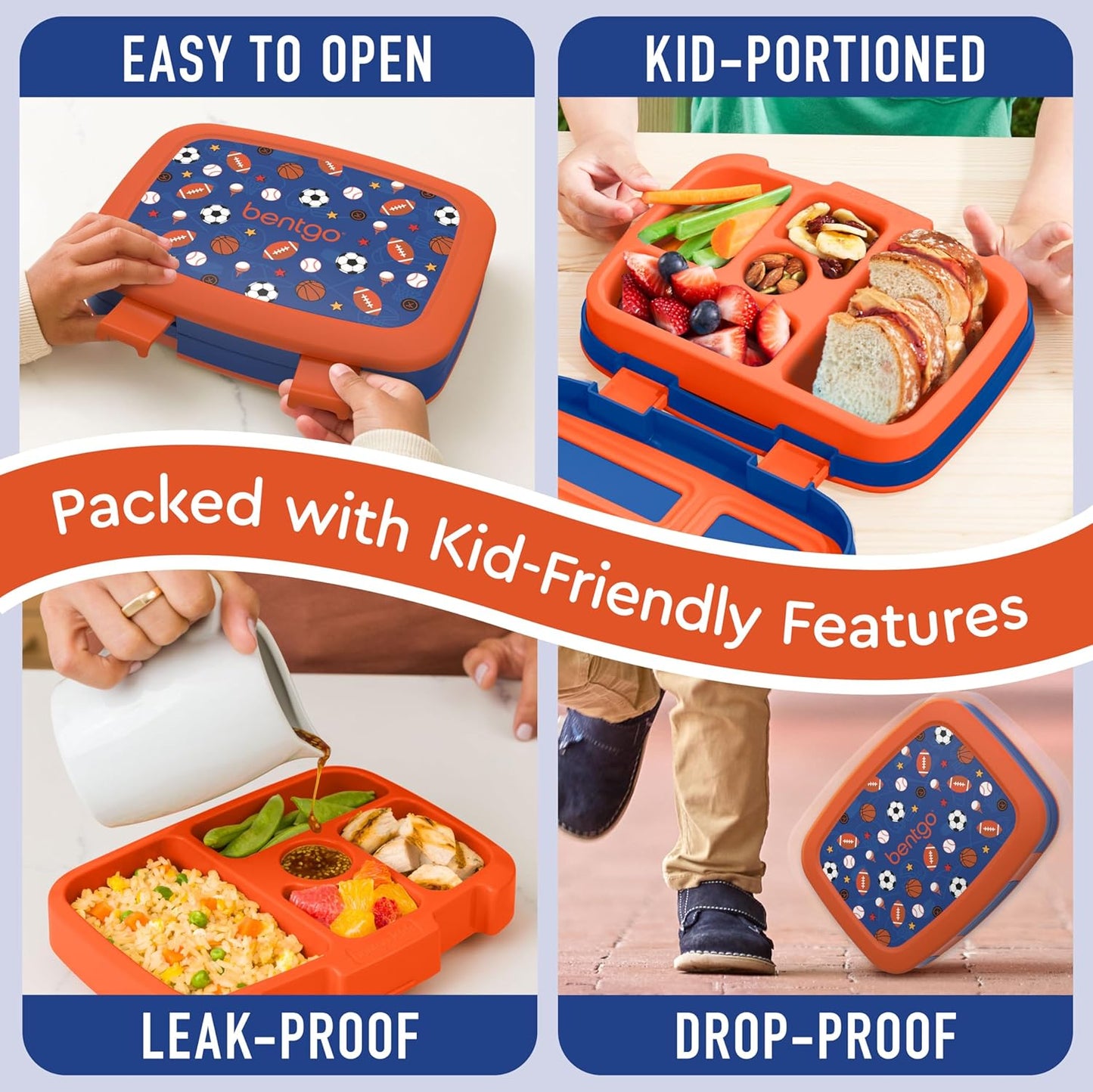 Bentgo Kids Prints Leak-Proof, 5-Compartment Bento-Style Kids Lunch Box - Ideal Portion Sizes for Ages 3-7, Durable, Drop-Proof, Dishwasher Safe, & Made with BPA-Free Materials (Green Rainbow)