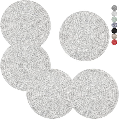 Trivets for Hot Dishes, Pots and Pans, 8 Inches Hot Pads 5 Pcs, Pot Holders for Kitchen, Heat Resistant Mat Protect Counter, Coasters Set Home Essentials Farmhouse Decor (Blue)