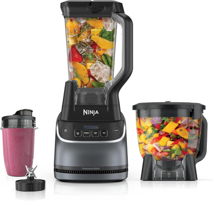 Ninja Kitchen System | All-in-One Food Processor & Blender for Smoothies | Includes Pitcher, (2) 16 oz. to-Go Cups & 8-Cup Bowl | Makes Salsa, Dough, Shakes, & Frozen Drinks | 1500W | Black | BL770
