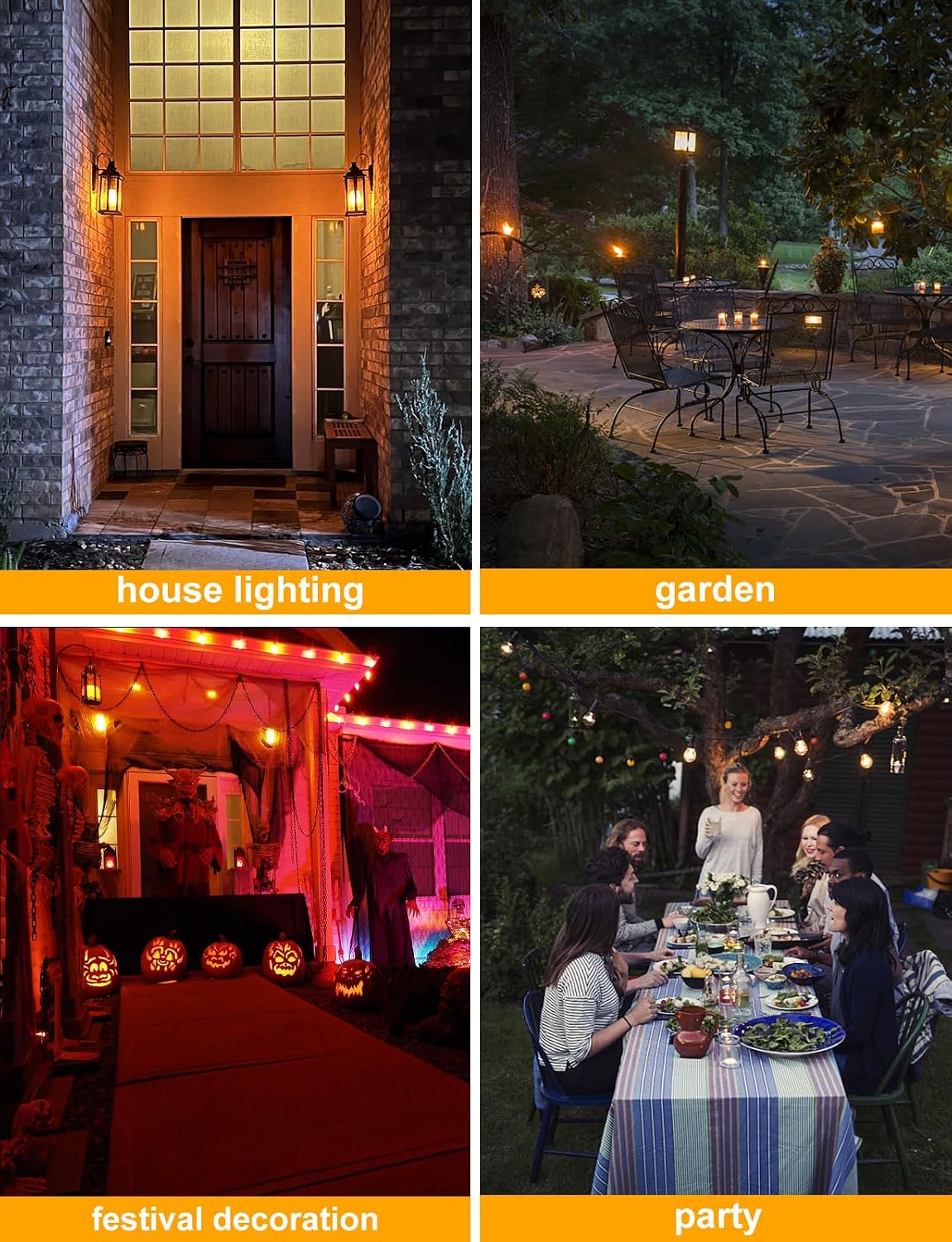 【Upgraded】 Hompavo LED Flame Light Bulb, 4 Modes Flickering Light Bulbs with Upside Down Effect, E26/E27 Base Flame Bulb for Halloween, Christmas, Party, Indoor and Outdoor Home Decoration (4 Pack)
