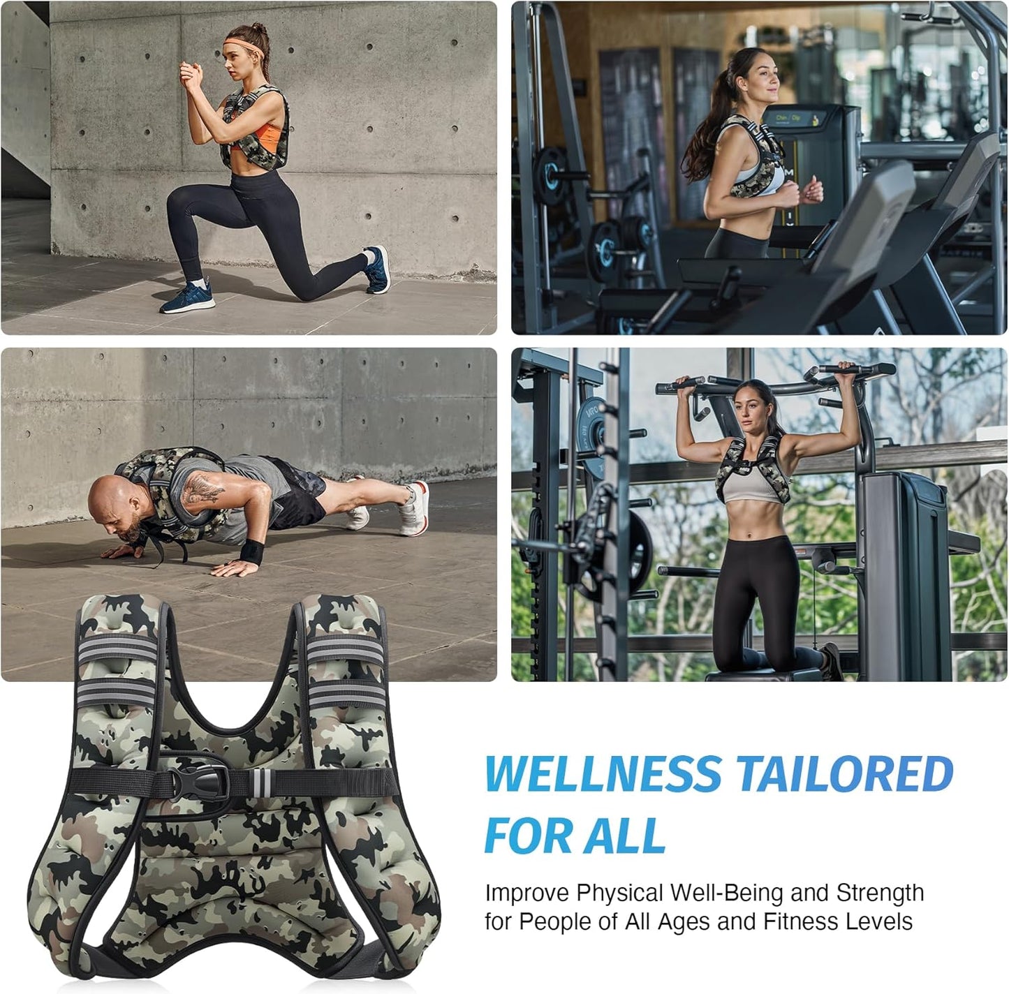 ZELUS Weighted Vest, 6lb/8lb/12lb/16lb/20lb/25lb/30lb Weight Vest with Reflective Stripe for Workout, Strength Training, Running, Fitness, Muscle Building, Weight Loss, Weightlifting