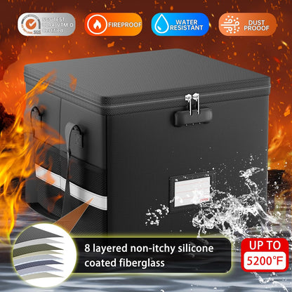 ENGPOW Fireproof Document Box 5200°F – Heat-Resistant, Water-Resistant, Lockable File Organizer for Letter & Legal Size Folders, Portable Office Home Storage - PuriLite