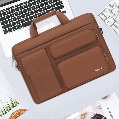 MOSISO Laptop Bag 13.3 inch, 13-13.3 inch Computer Shoulder Bag Compatible with MacBook Air/Pro 13/Pro 14, HP Dell ASUS Notebook &2 Raised&1 Flapover&1 Horizontal Pocket&Handle&Belt, Black