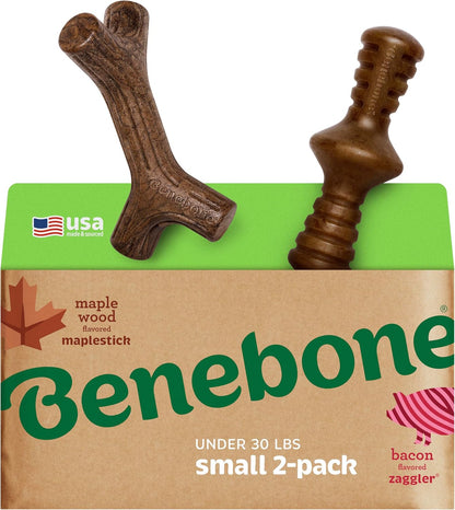Benebone 4-Pack Durable Dog Chew Toys for Aggressive Chewers, Real Flavors, Made in USA, Medium